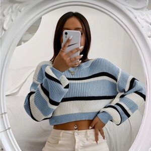 SHEIN Striped Cropped Sweater